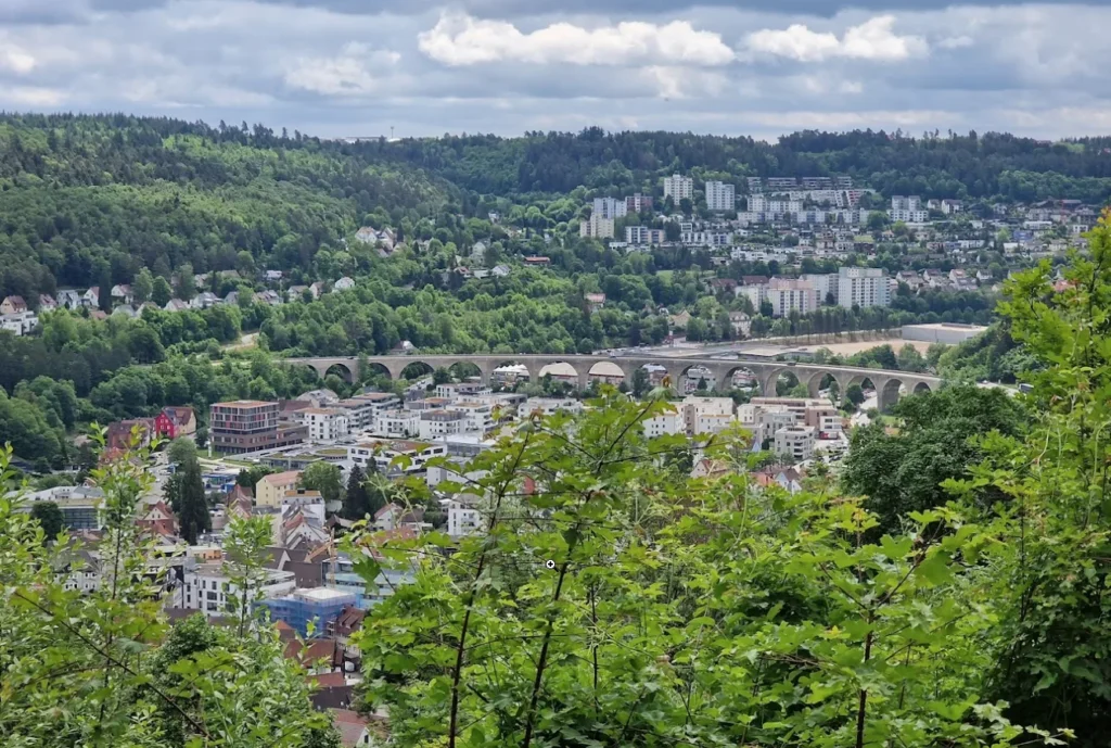 Blick von der Burg Hohennagold über die Stadt Nagold