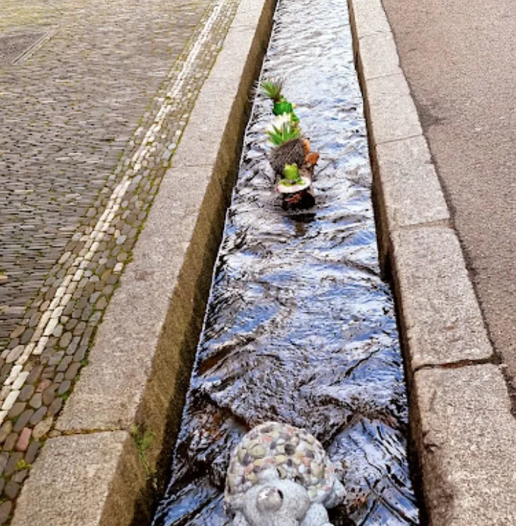 Ein Bächle mit kleinem Spielzeugboot