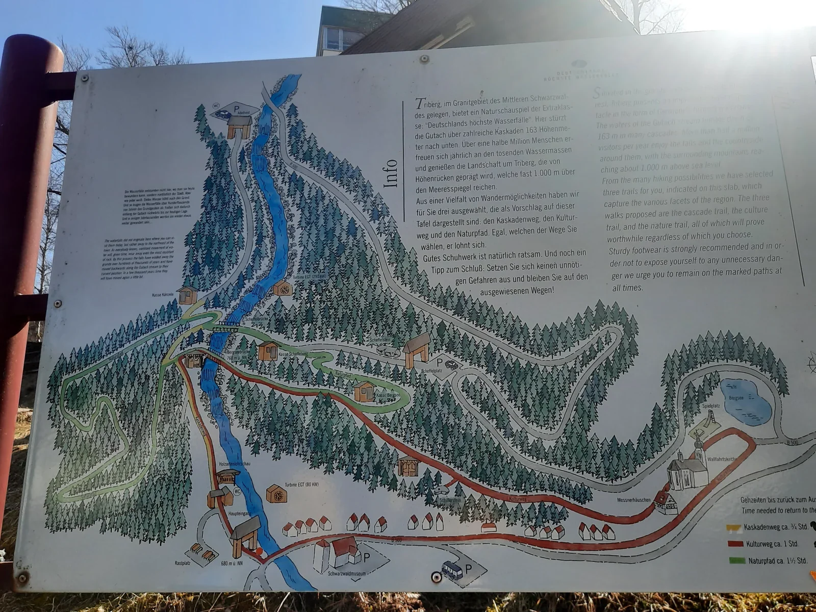 Übersichtstafel der Wege an den Triberger Wasserfällen