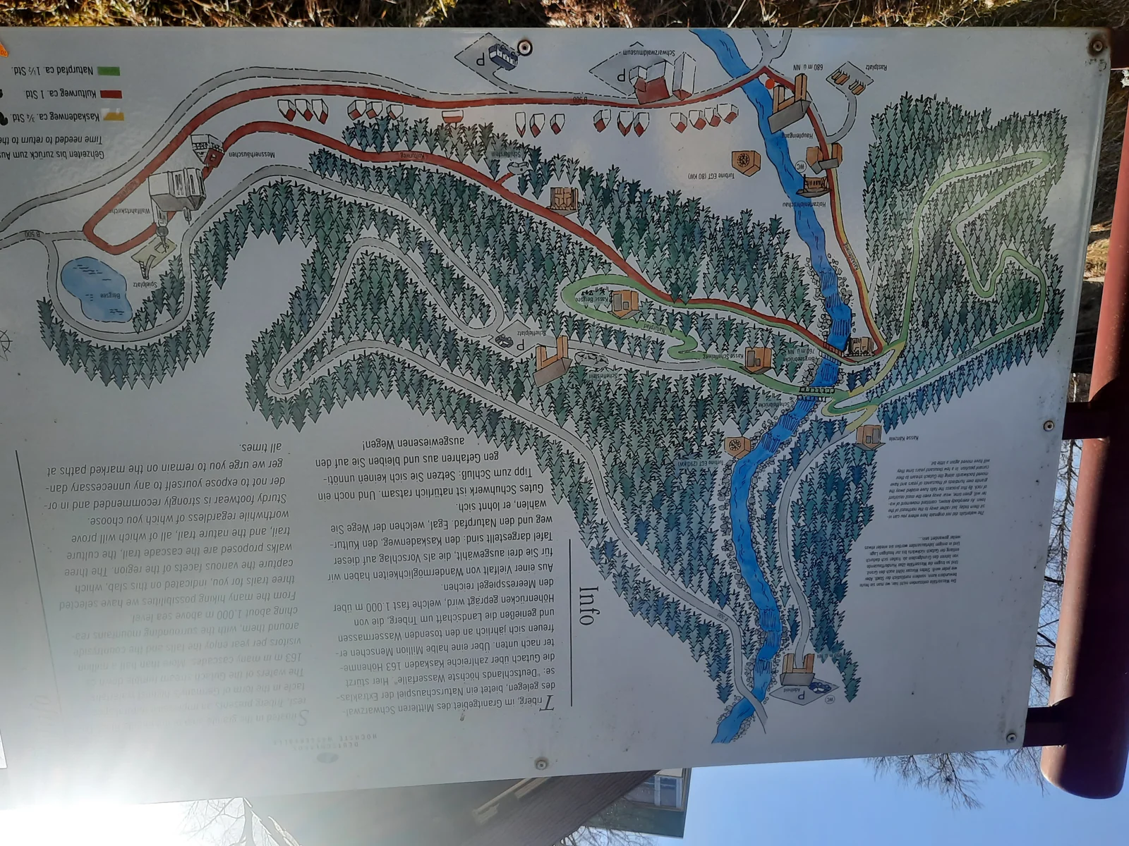 Übersichtstafel der Wege an den Triberger Wasserfällen